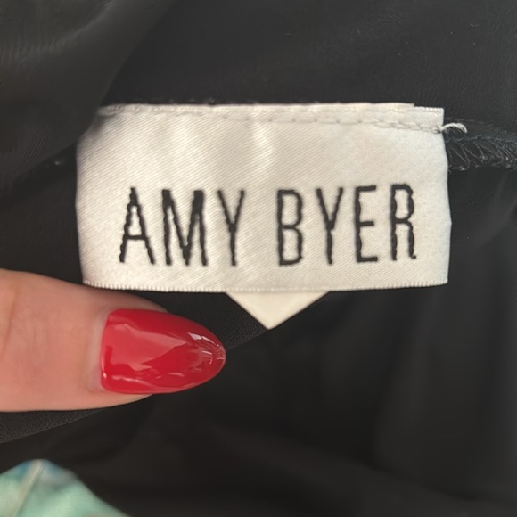 Vintage 90s Amy Byer Salsa Inspired Ruffle Red Pink Trim Mini Skirt in Black - Picture 8 of 9